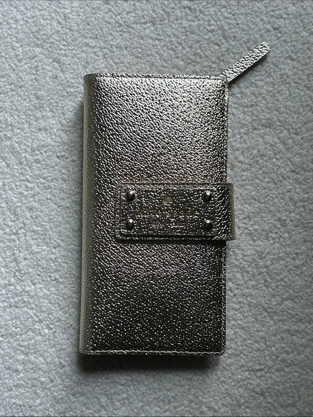 Kate Spade Gold Metallic Wallet Case with Snap Closure